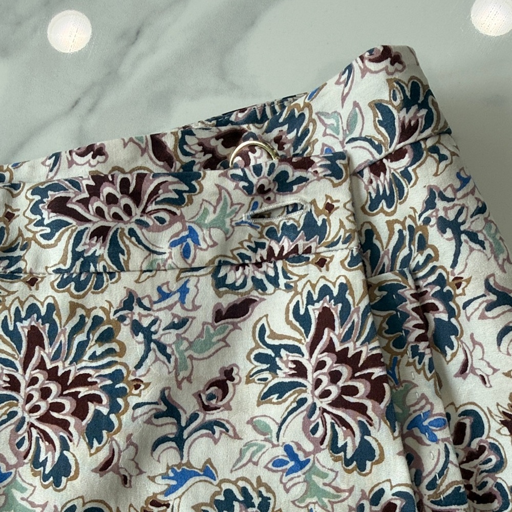 Tory Burch Floral A-Line Skirt in Cream and Brown with pockets - Picture 6 of 11